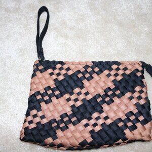 ANTONIO MELANI Black and Tan Woven Cosmetic Bag